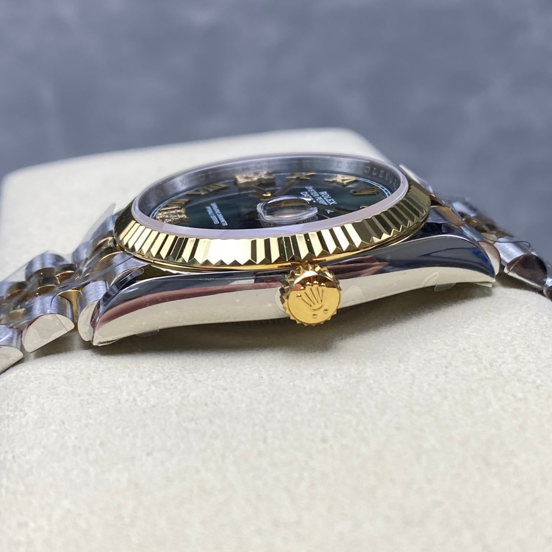 Rolex "Date Just Two Tone Green Dial Woman