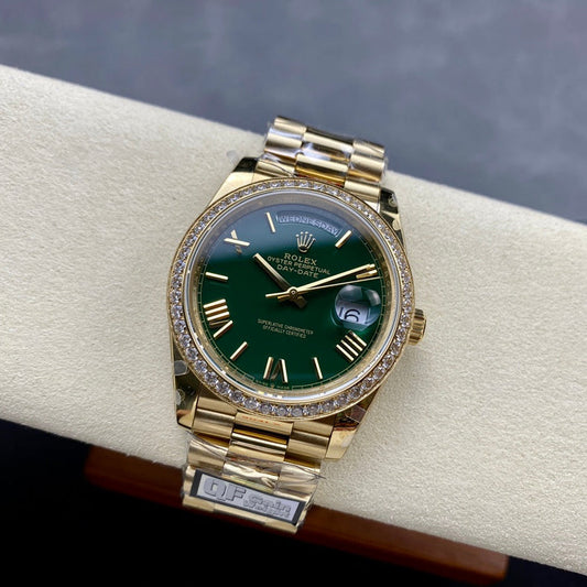 Rolex "Day Date Gold Green dial with Diamond