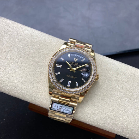 Rolex "Day Date Gold Black dial with Diamond