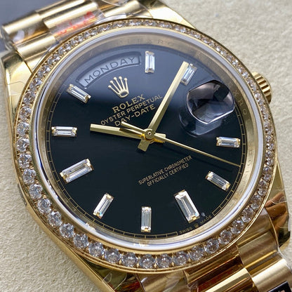 Rolex "Day Date Gold Black dial with Diamond