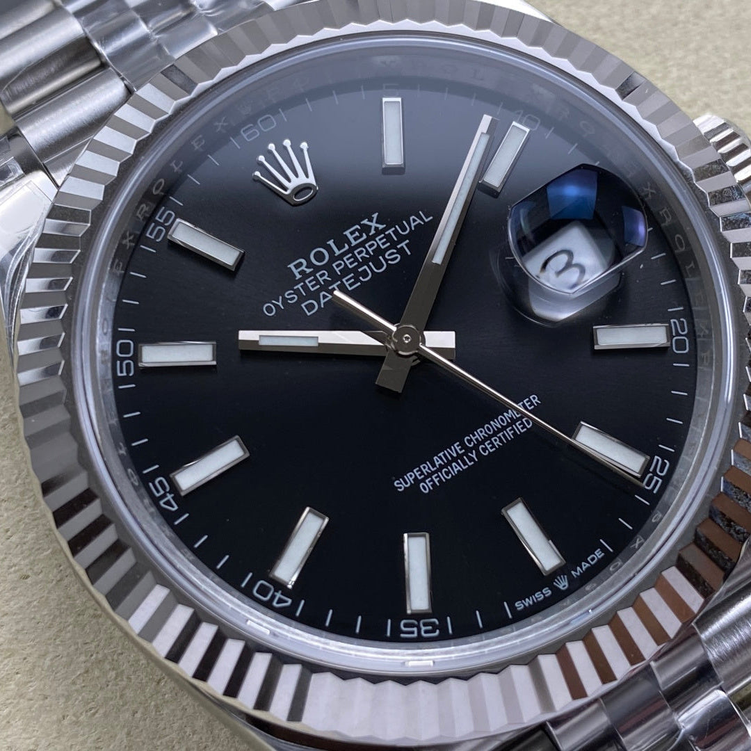 Rolex "Date Just" Silver Black Dial