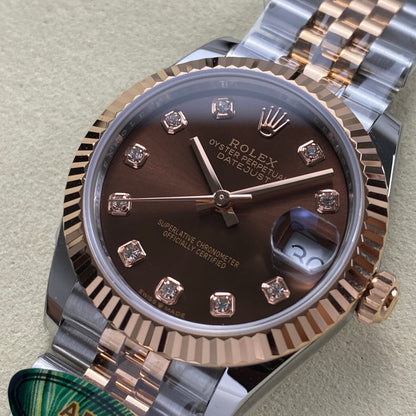 Rolex Two Tone Brown Diamond Dial Woman
