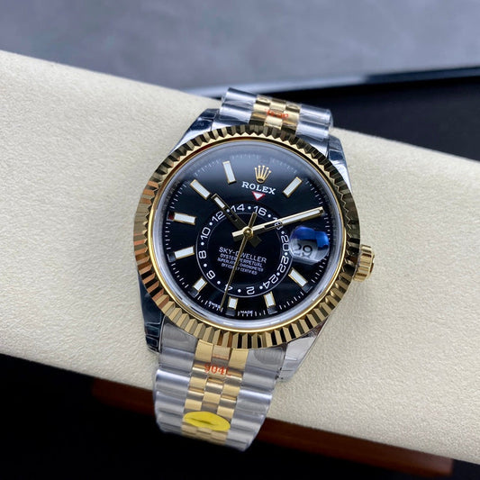 Rolex Sky Dweller Two Tone Black Dial Jubilee
