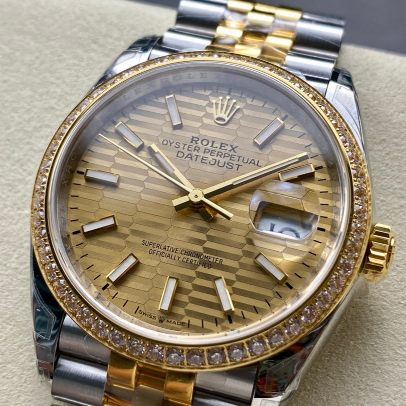 Rolex "Date Just Two Tone Gold" 36mm Diamond Bezel Woman